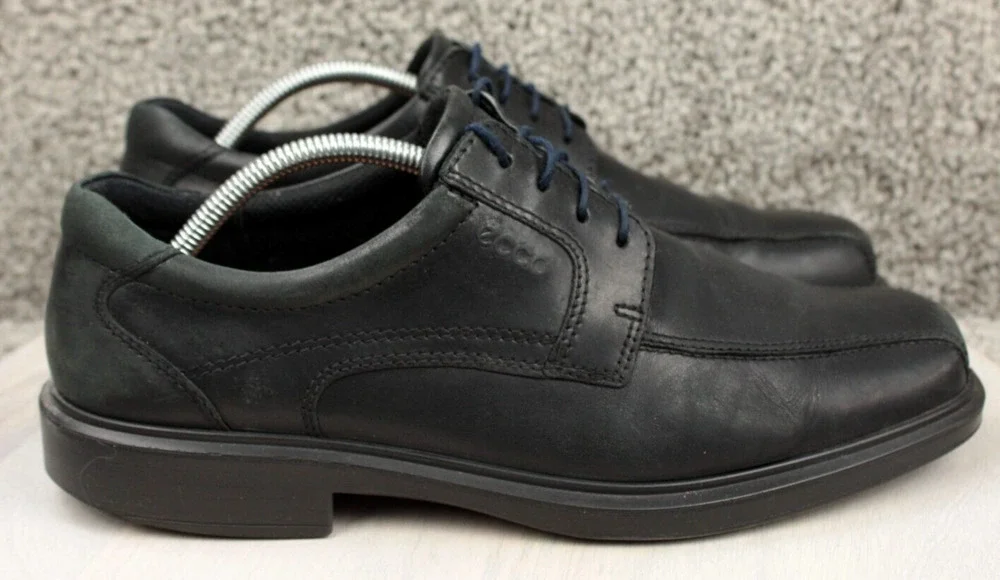 ECCO Black Leather Oxford Shoes Mens 11 Comfort Dress Lace Up